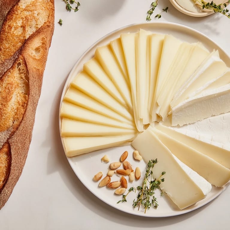 Image shows a beautifully arranged French Bistro Elegance Board with artisan cheeses and olives, ready to enjoy.