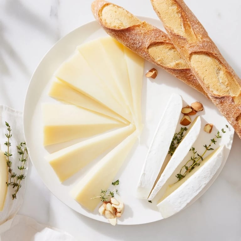 A close-up shot of a French Bistro Elegance Board, showcasing fresh baguette, cheese, and a sophisticated presentation.