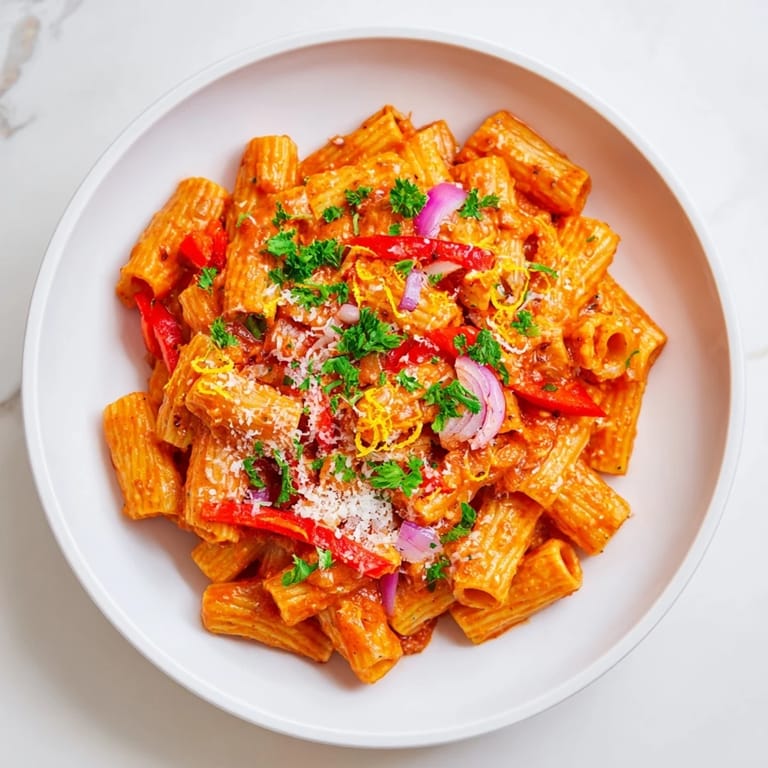This One-Pot Diavola Spicy Pasta bubbles invitingly, perfect for a cozy, flavorful Italian meal.