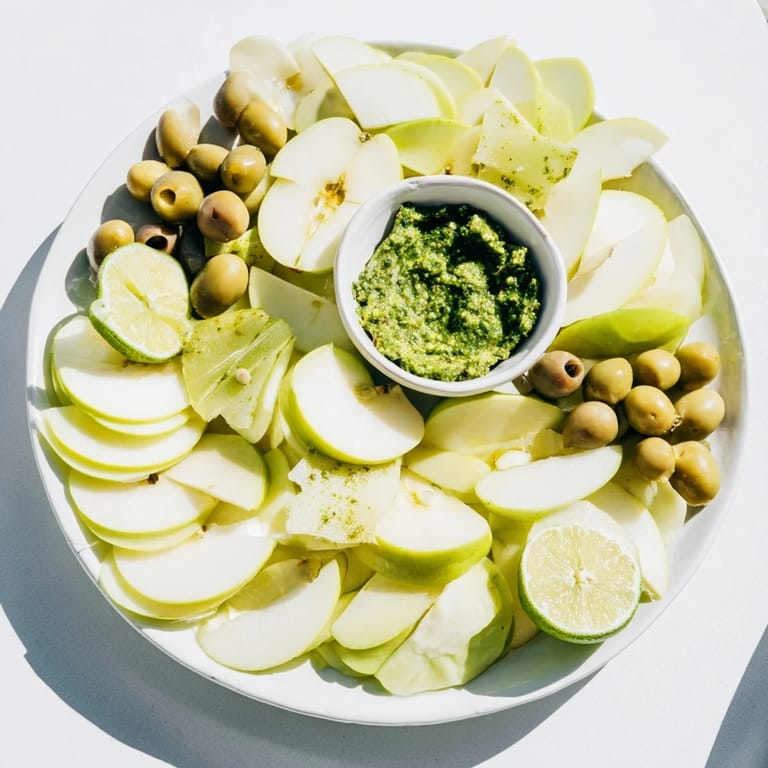 Enjoy The Emerald City board, featuring a striking array of green ingredients ready to serve.