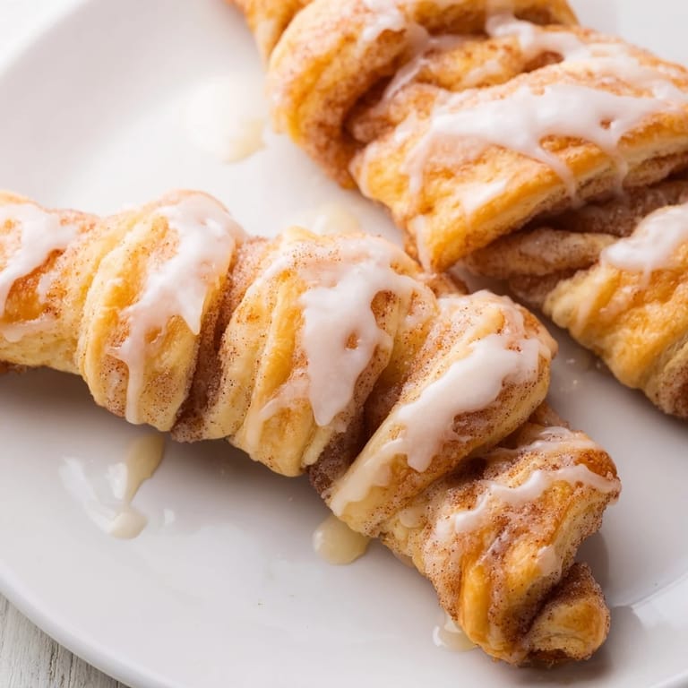 Homemade air-fryer cinnamon roll twists, lightly crisp and golden, a delightful dessert or easy breakfast staple.