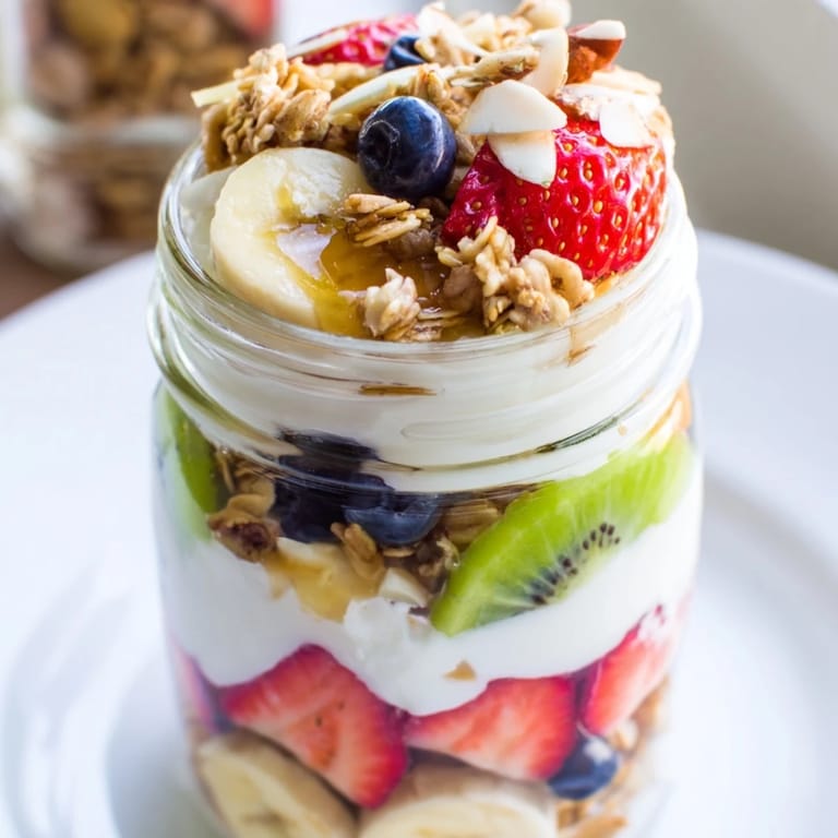 Enjoy a refreshing morning with this healthy Layered Yogurt Fruit Parfait layered with textures.