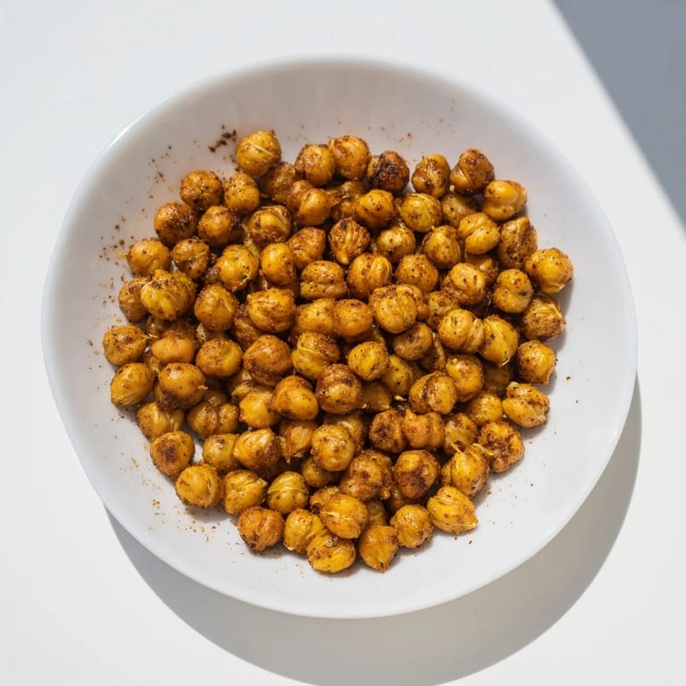 Close-up of freshly roasted, crispy Chickpea Snack; the perfect vegan, high-protein snack for any gathering.