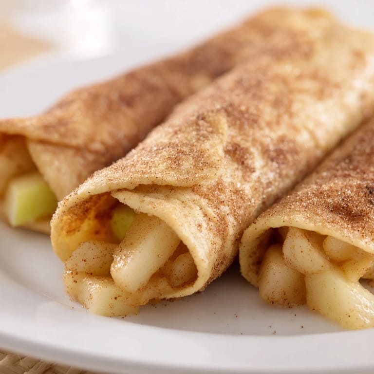 Easy-to-make Apple Pie Roll-Ups, showcasing golden, rolled tortillas and sweet apple filling.