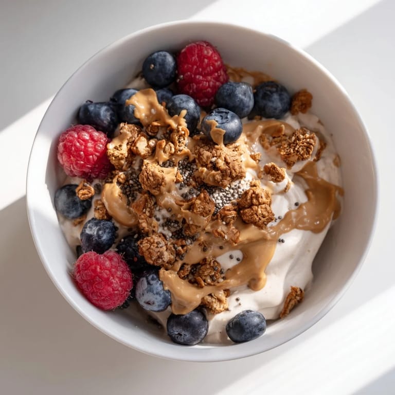 Sweet and delicious protein ice cream bowls ready in minutes, topped with fresh fruit and seeds.