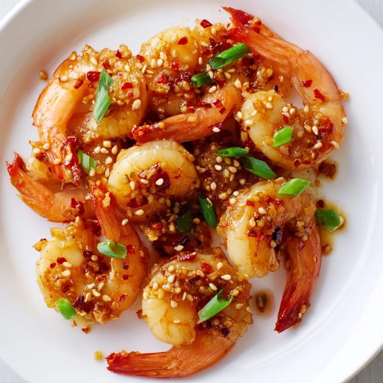 Close-up of succulent Korean Garlic Butter Shrimp, flavorful and fragrant, perfect for a quick and simple meal.