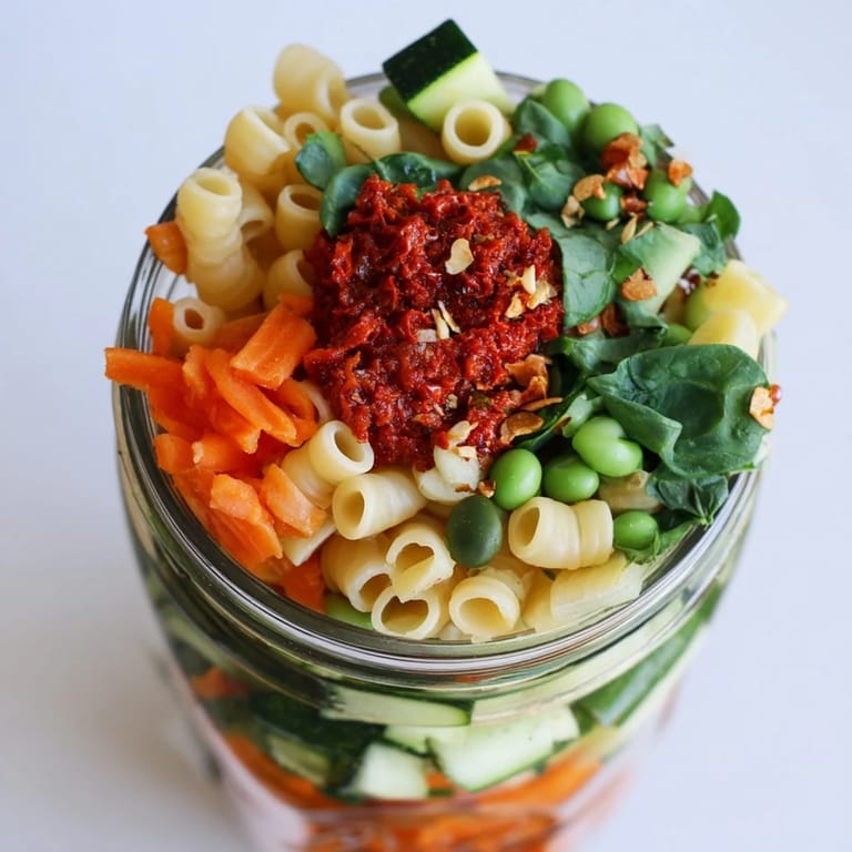 Prepared Minestrone Soup in jars, showcasing vibrant vegetables and pasta, perfect for convenient, healthy lunches.