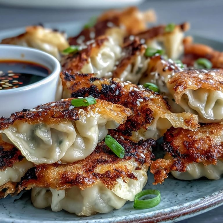Golden Smashed Gyozas, offering a delightfully crispy texture with a juicy filling.