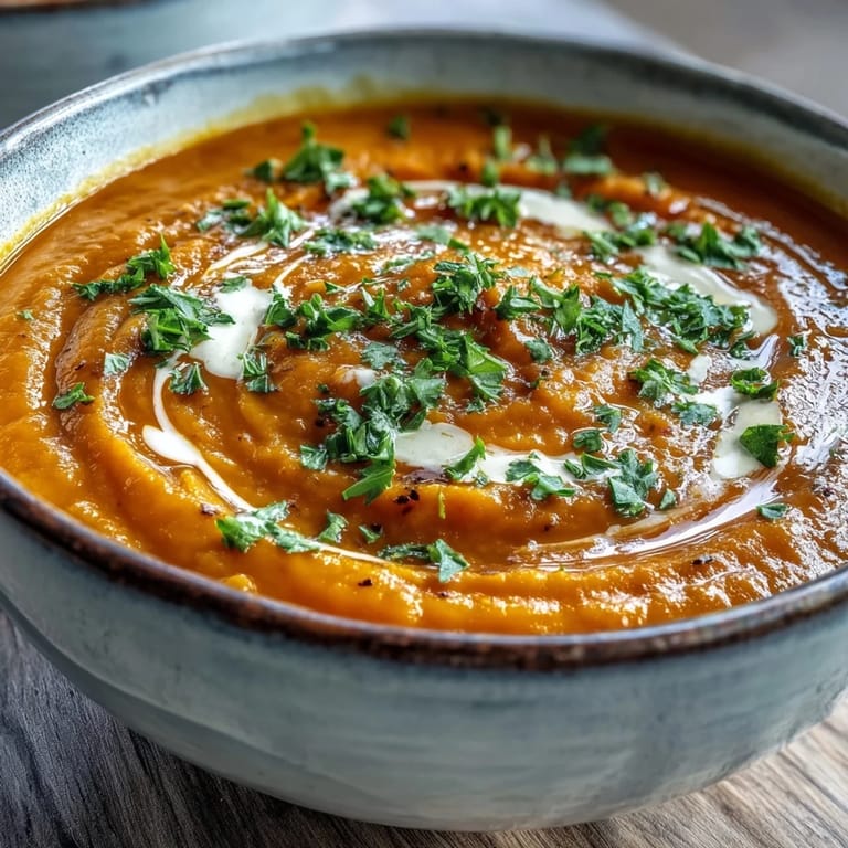 Creamy carrot and lentil soup bowl, a delicious vegetarian meal.