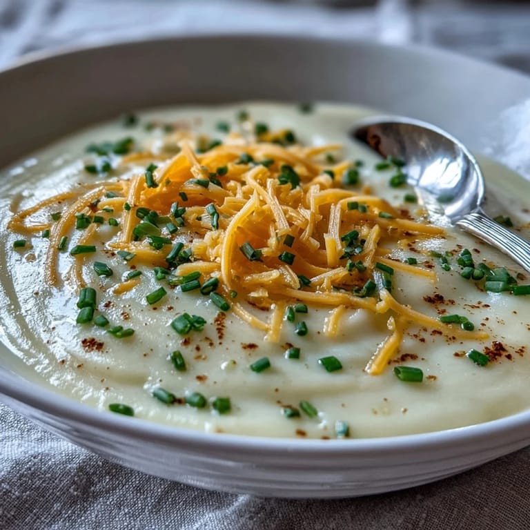 Enjoy this hearty Cream of Potato Soup with crusty bread for dipping.