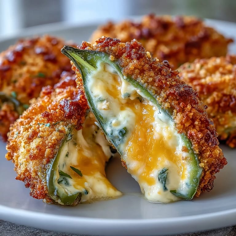 Close-up view of Air Fryer Jalapeño Poppers revealing melted cheese and tender jalapeños ready to eat.