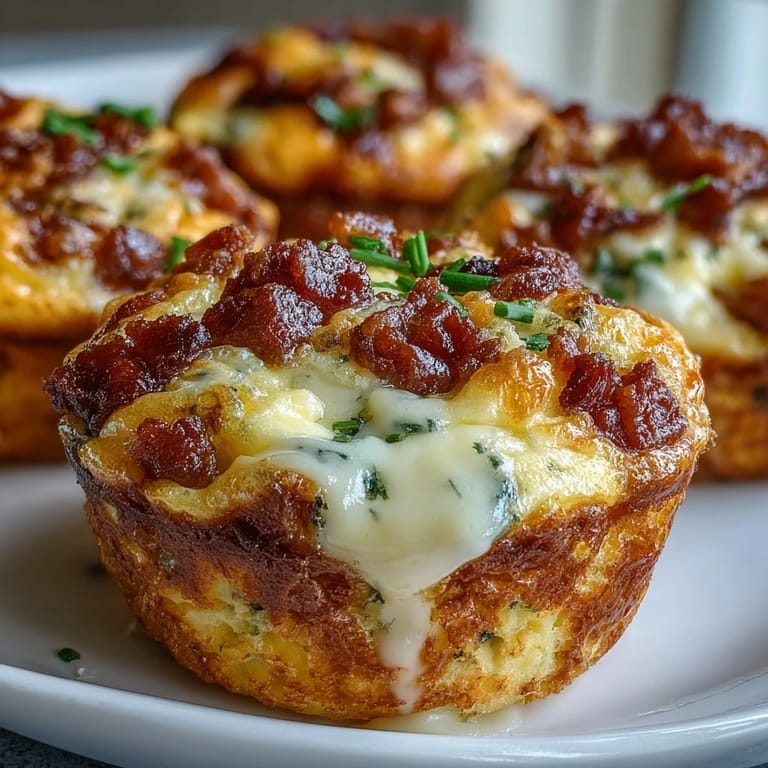 Savory Ranch & Cheddar Egg Muffin Cups stacked high, filled with fluffy eggs, melted sharp cheddar, and crumbled bacon.