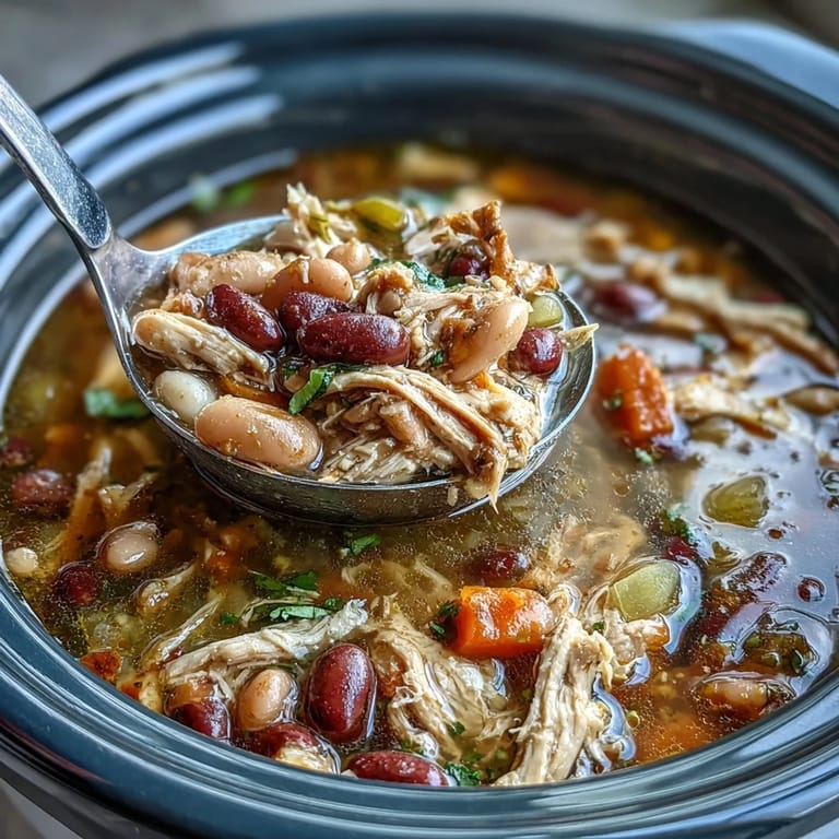 Smoky turkey wings and a medley of beans create a rich, comforting slow-cooked soup for chilly days.