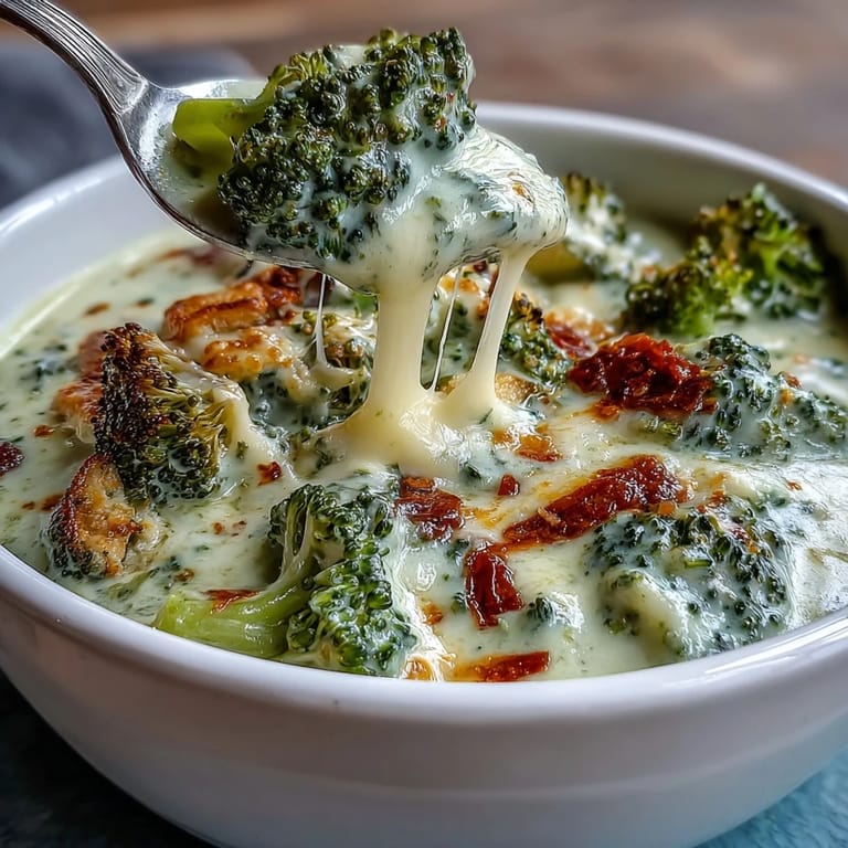 Rich, velvety broccoli cheddar soup served hot with a sprinkle of shredded cheddar on top.