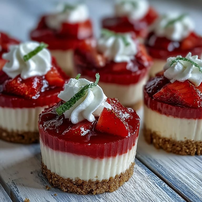 Individual strawberry lemonade jello cheesecake cups, visually stunning dessert ready to serve.