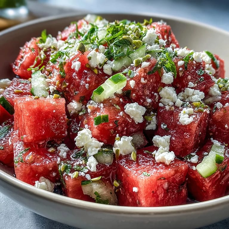 Easy Watermelon Feta Crunch Salad, perfect for a light, Mediterranean-inspired meal.