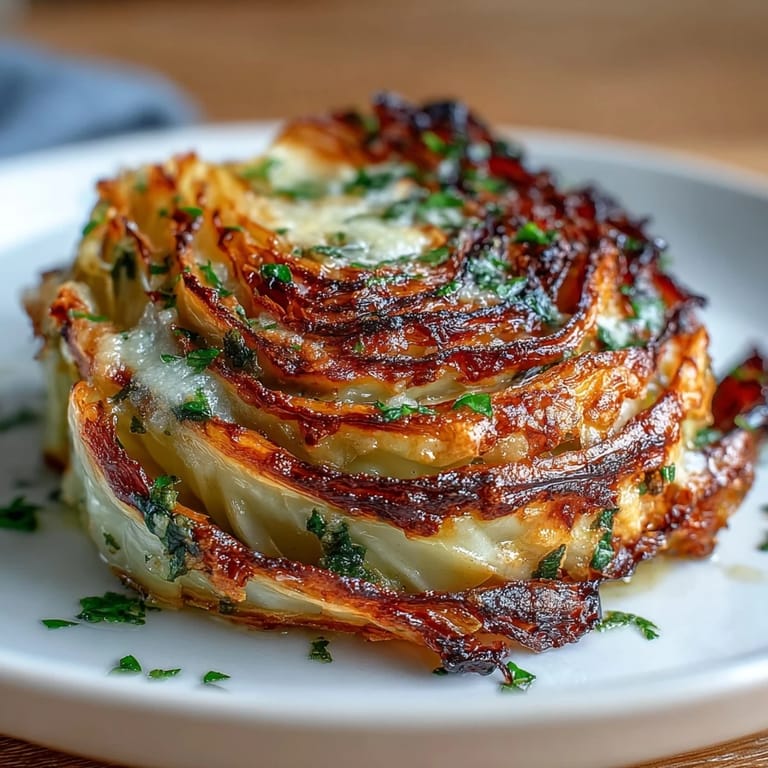 Hearty Garlic Parmesan Cabbage Steaks, a delicious vegetarian main, served hot.