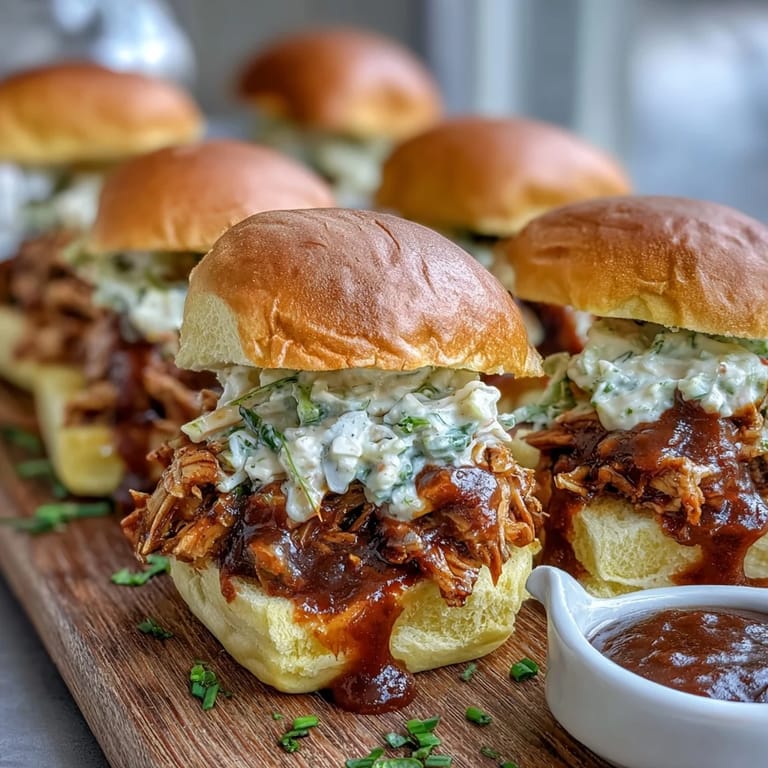 Juicy Apple Butter BBQ Pulled Chicken Sliders ready for a crowd.