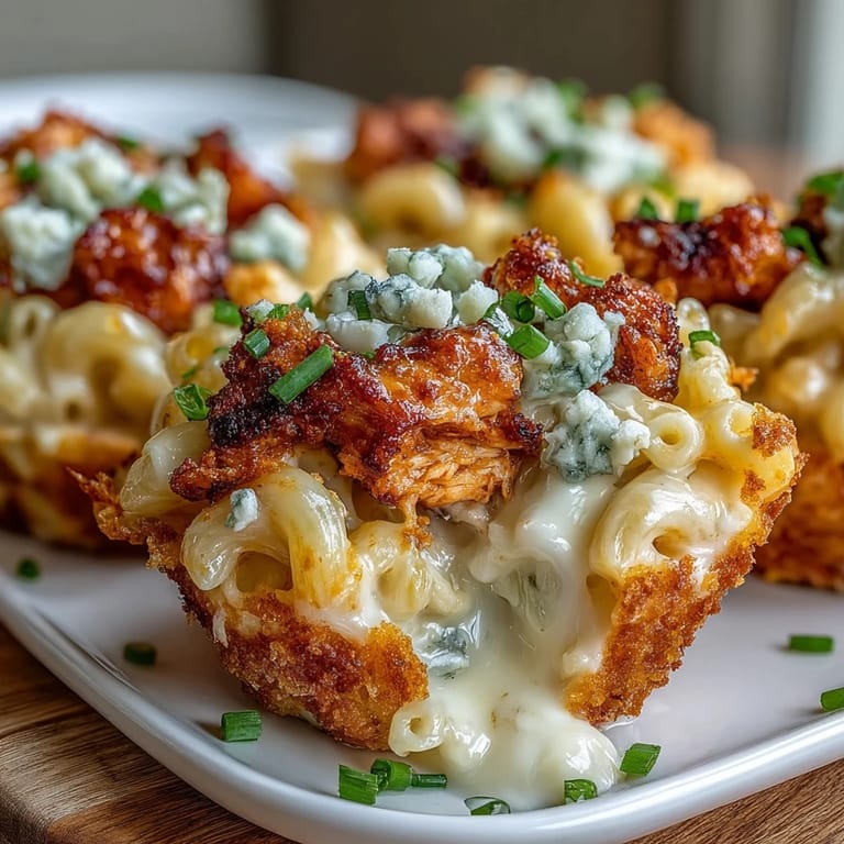 Savory Buffalo Chicken Mac and Cheese Cups, perfect for party appetizers.