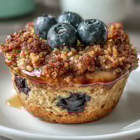Wholesome baked oatmeal cups bursting with fresh blueberries and bright lemon zest for a nourishing breakfast treat.
